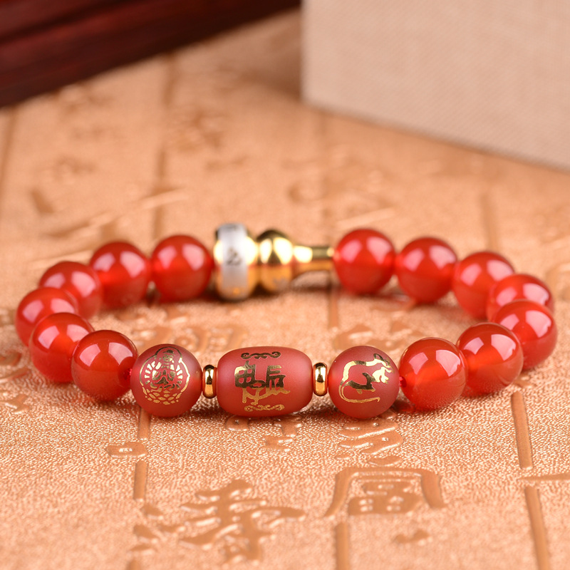 2019年属鼠人福禄佑鼠三合手链男女十二生肖鼠佩戴猪年吉祥物手串