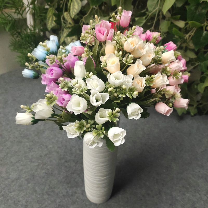 Wedding 12 Pearl Bud Artificial Flower Living Room Decoration Ins Fake Flower Factory in Stock Plastic Bouquet Floriculture