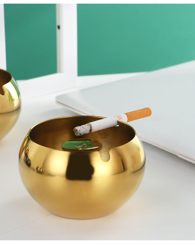 厂家批发创意家用酒吧办公室烟灰盒防摔加厚圆形防风不锈钢烟灰缸