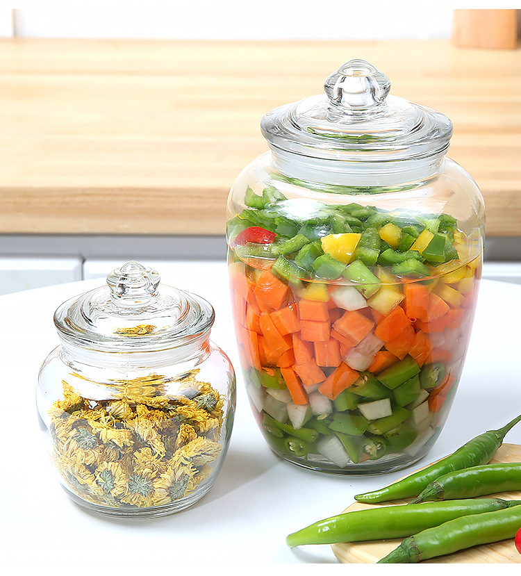 Kitchen Storage Jar with Lid Household Pickles Earthen Jar Tea Jar Thickened Pickles Jar Food and Grocery Storage Jar