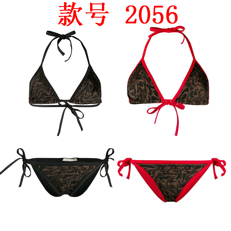 european and american foreign trade cross-border letter swimsuit split bikini lace-up triangle bag swimsuit