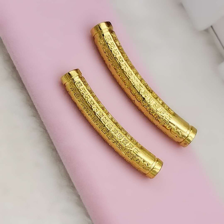 厂家批发镀金心经弯管配件黄铜电镀仿黄金首饰品手工编织横穿配饰