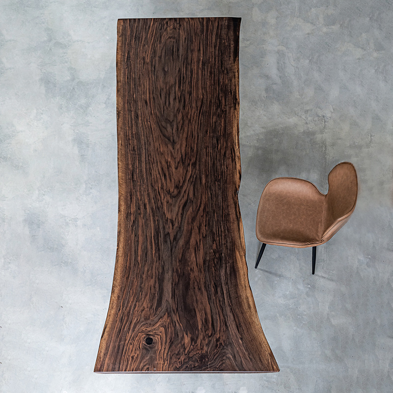 北美黑胡桃木实木大板茶桌椅不规则餐桌原木办公桌简约书桌树脂板