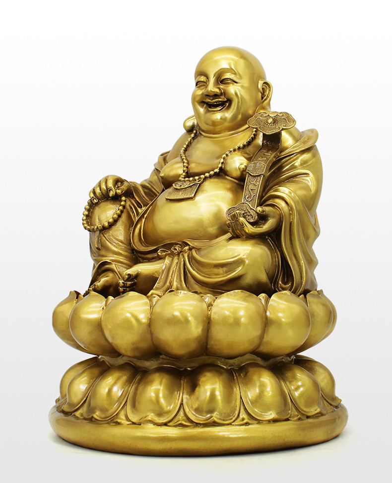 吉善缘 工厂批发纯铜如意弥勒佛像书桌家居装饰摆件0695