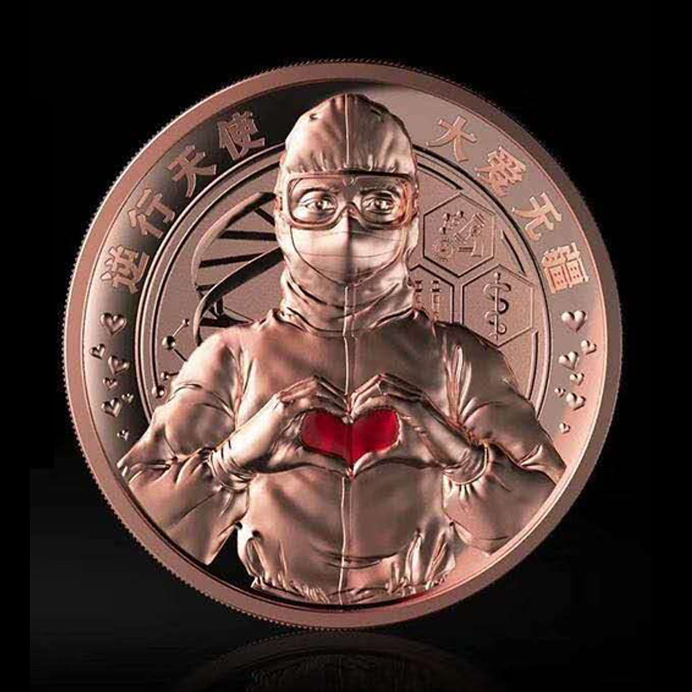 抗击疫情肺炎纪念章勋章荣誉奖章武汉加油铜制品徽章纪念品