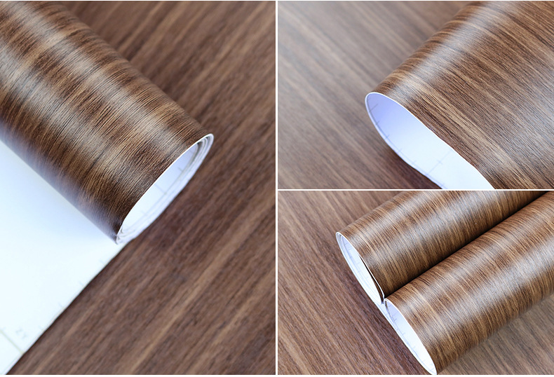 厂家直销pvc木纹膜自粘墙纸展柜家具包覆膜 装饰材料棕色