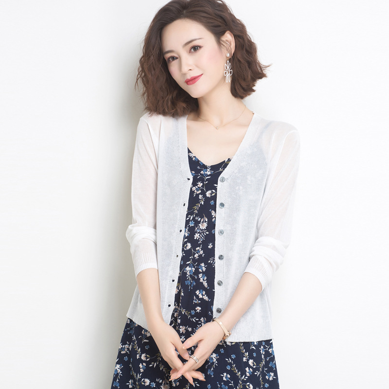 网红针织开衫薄款夏季2021年新款春季外搭披肩长裙外搭小外套春秋