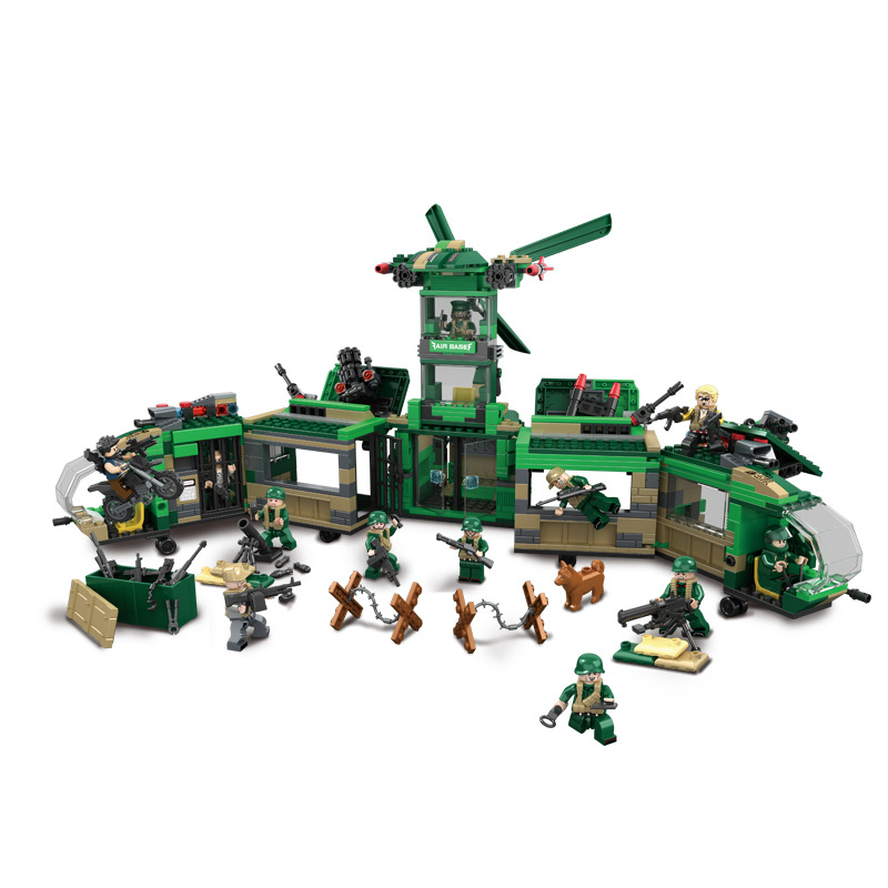 万格5661军事基地6合1 兼容乐高积木男孩diy小颗粒拼装益智玩具