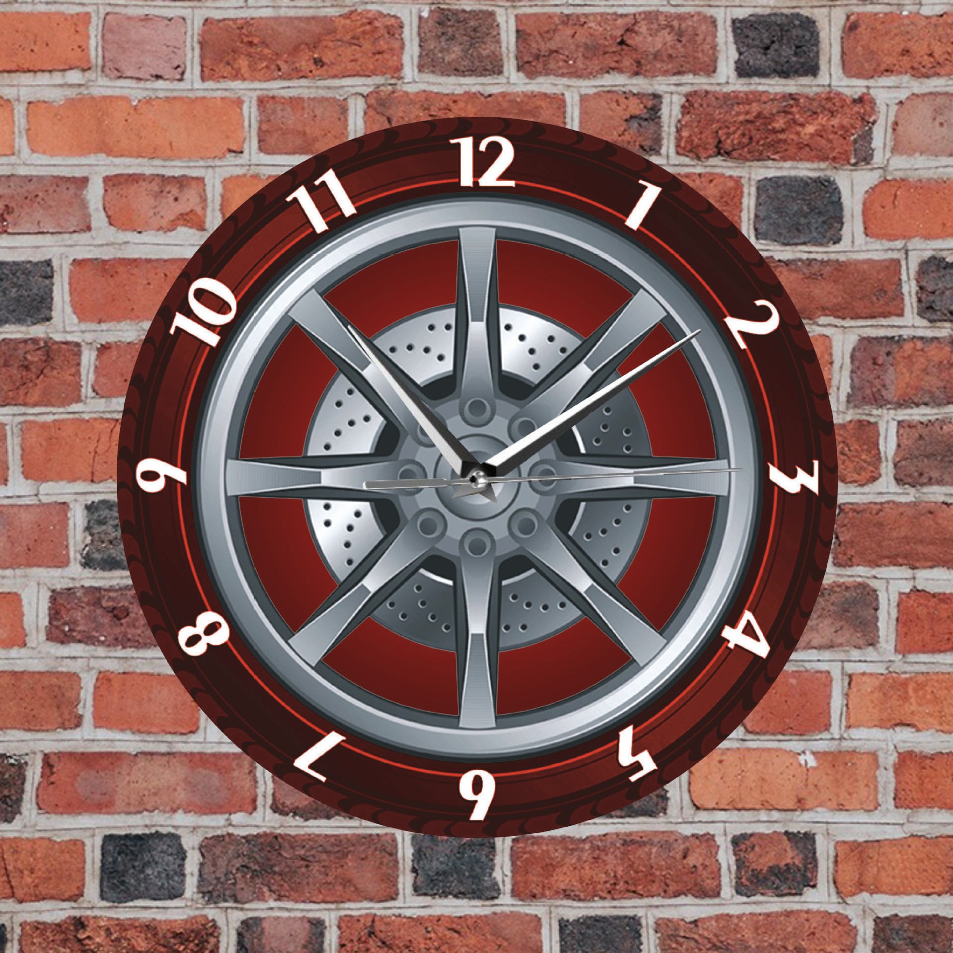 时尚静音挂钟个性客厅汽车轮胎挂钟石英钟办公室卧室创意车轮挂钟