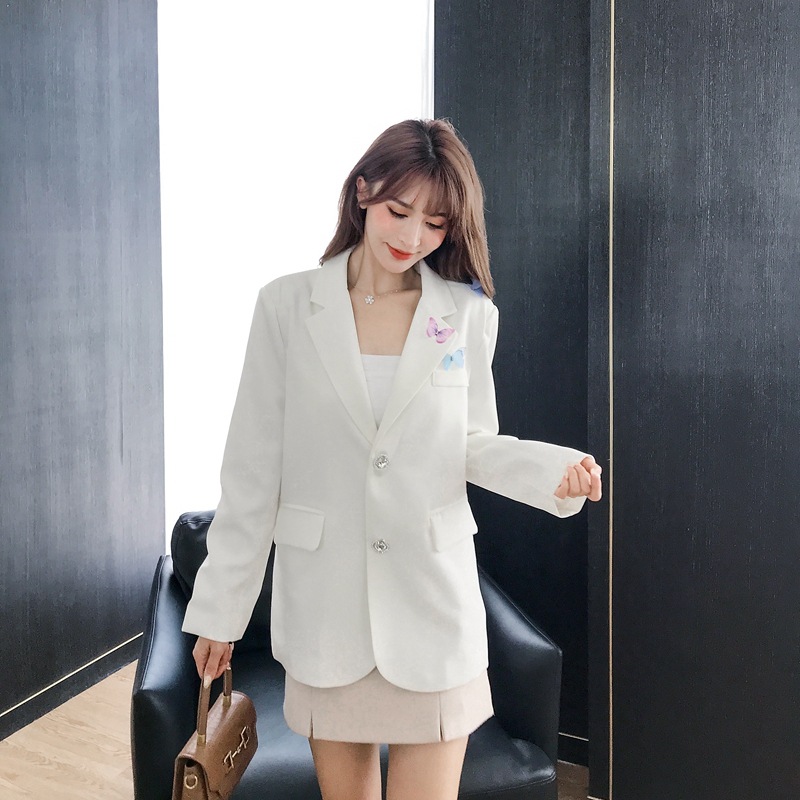 2020秋冬心蓝grace蝴蝶西装女秋装设计感宽松显瘦气质中长款外套