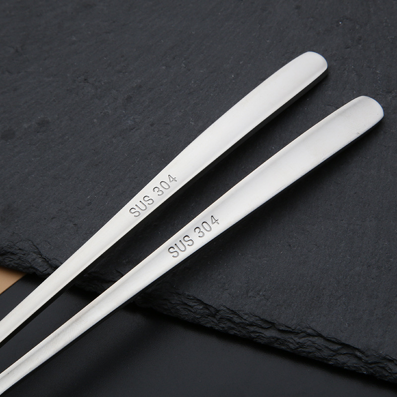 304 Stainless Steel Spoon Korean Dessert Spoon Fork Coffee Long Handle Stirring Household Spoon Factory Wholesale Can Be Customized Logo