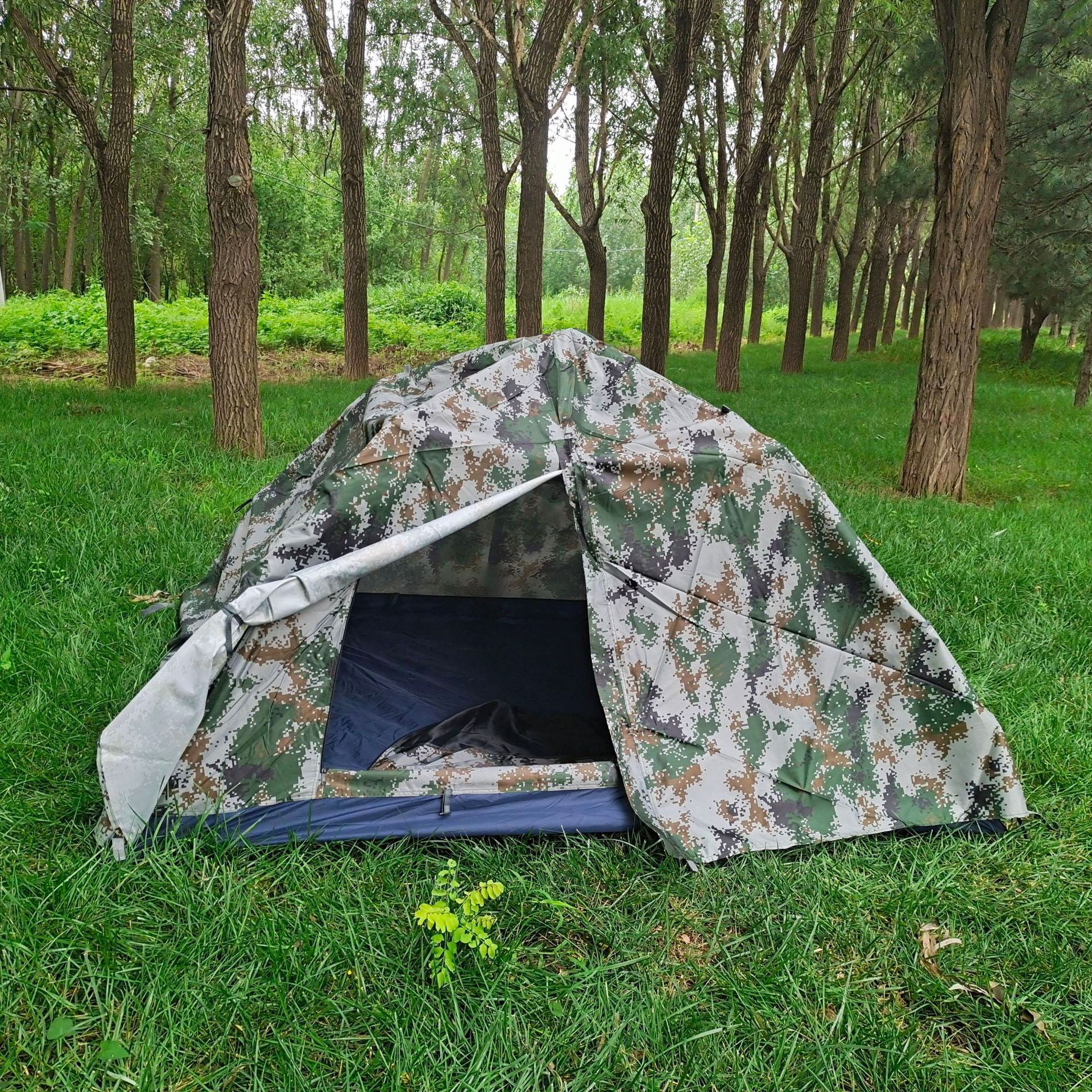 双人双层数码迷彩自动帐篷单兵便携迷彩自动帐篷野外拉练双层帐篷