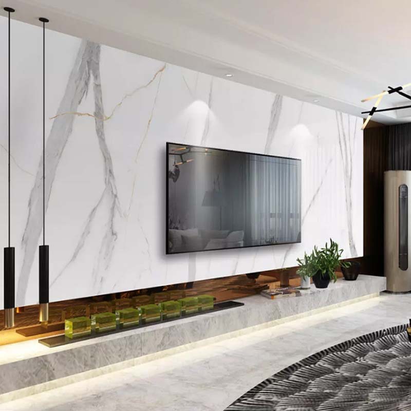 高光哑光鱼肚白石纹布艺护墙板木塑饰面板木饰面板大理石纹岩石纹