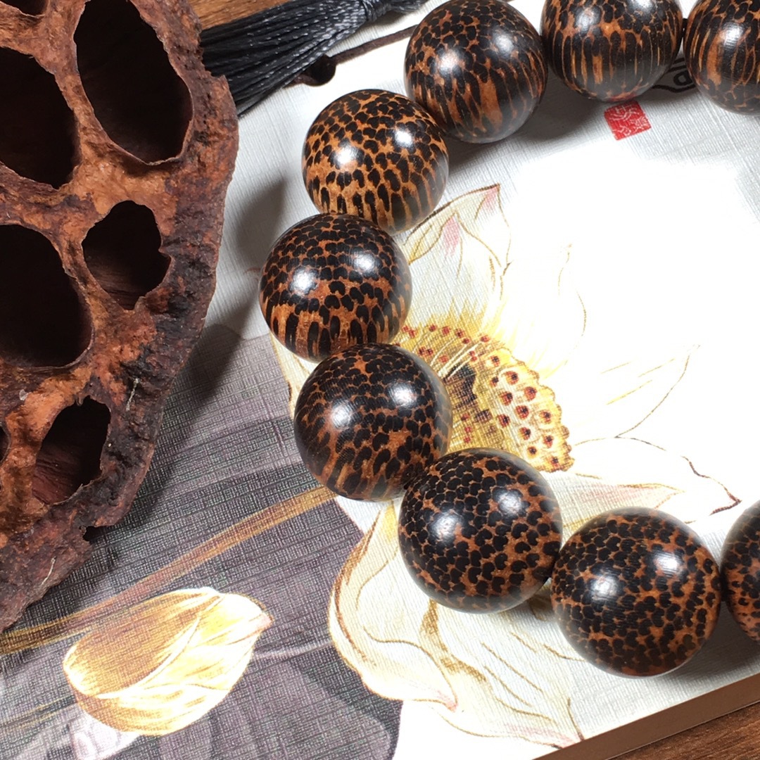 南美蛇鳞木手串20佛珠手链蛇纹木原木念珠时尚文玩手饰情侣款饰品