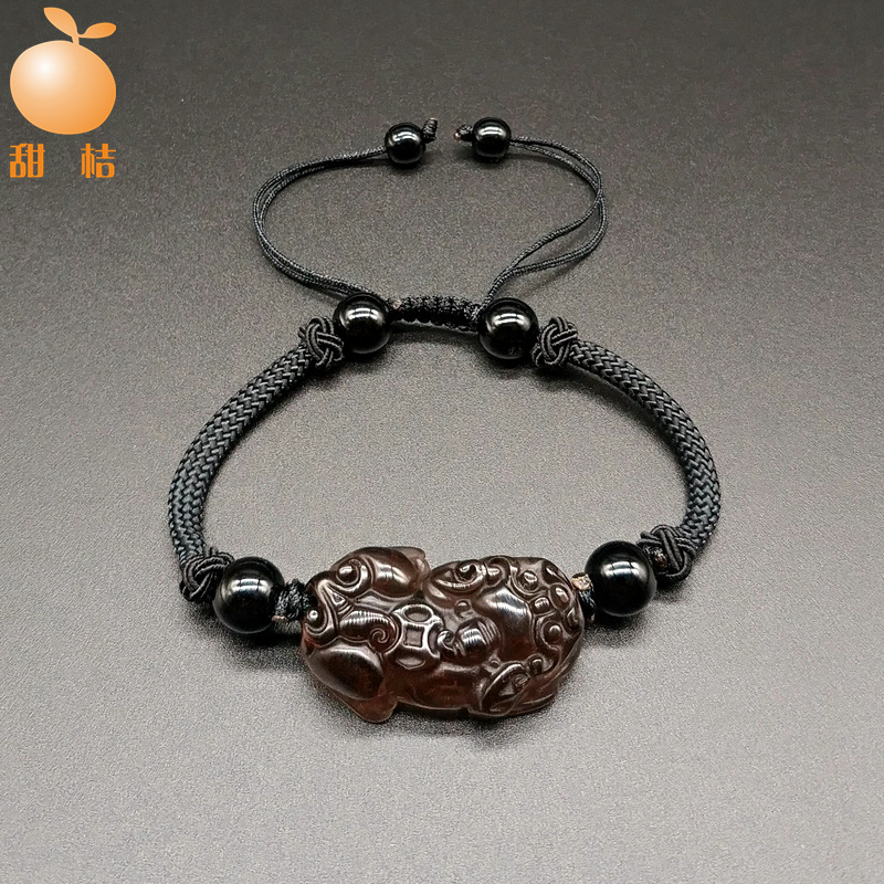 定制沙金玉貔貅手链饰品配件材料手工编织圆绳玛瑙圆珠