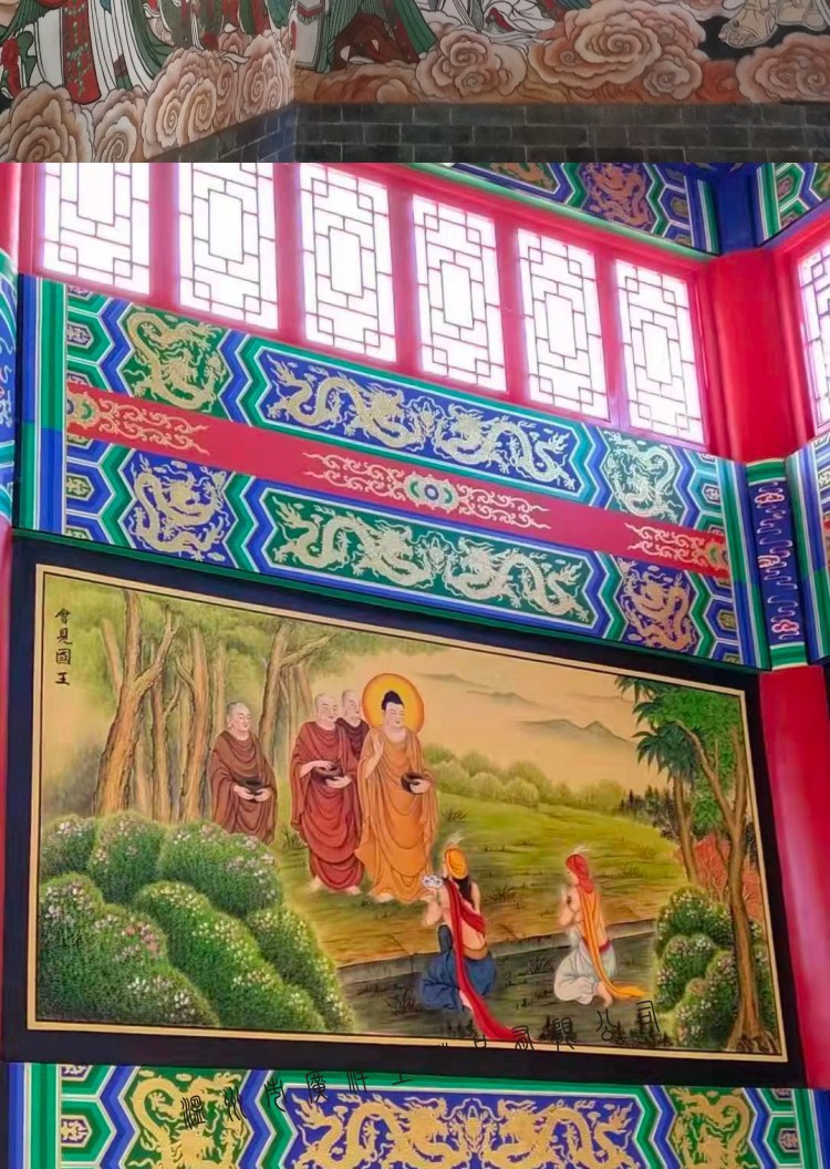墙体彩绘墙体壁画宗教壁画寺庙道观宫殿庵堂古建筑彩绘