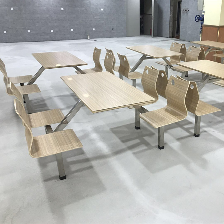 厂家供应学校食堂餐桌椅工厂食堂员工食堂连体桌椅不锈钢桌椅