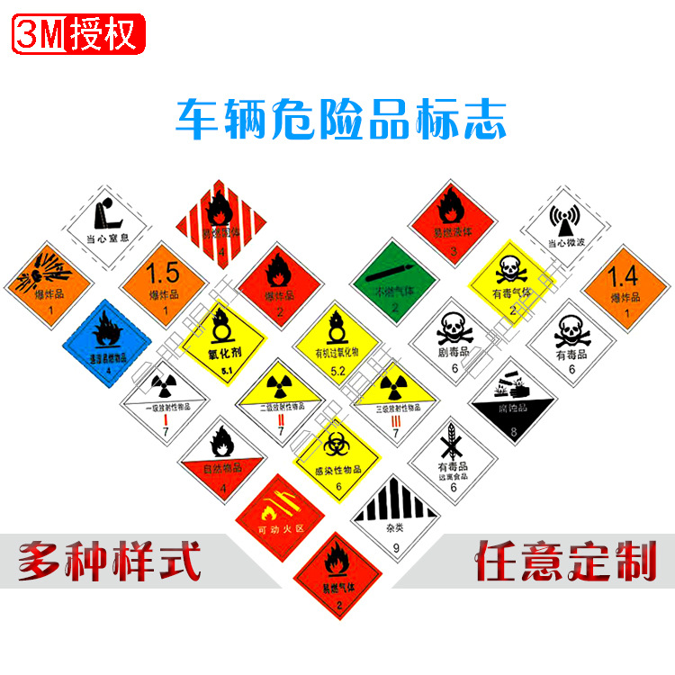 正品3m危险品车辆标志易燃液体油罐车标识反光贴膜警示标志牌胶贴