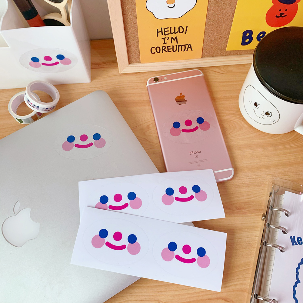 韩国ins可爱云朵笑脸手帐贴纸卡通简约学生封口贴少女心笔记本贴