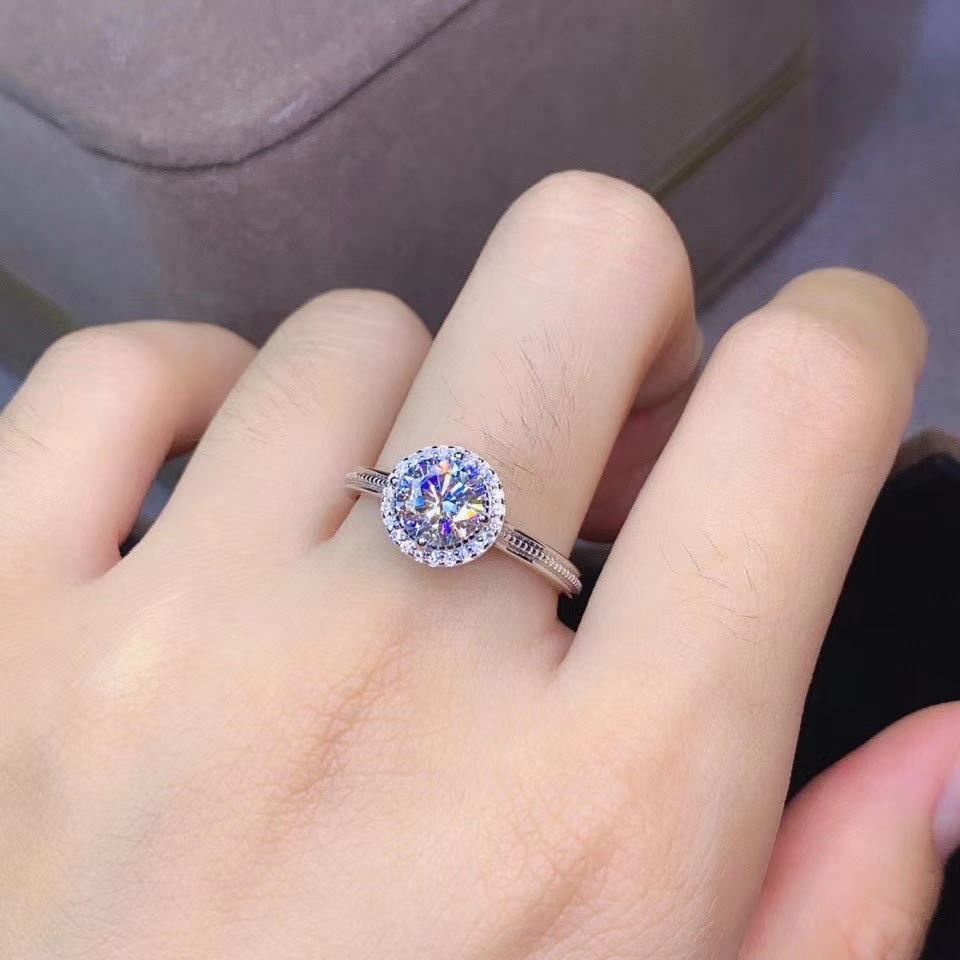 新款莫桑钻女款戒指925纯银18k包金女戒婚戒小众轻奢饰品七夕礼物