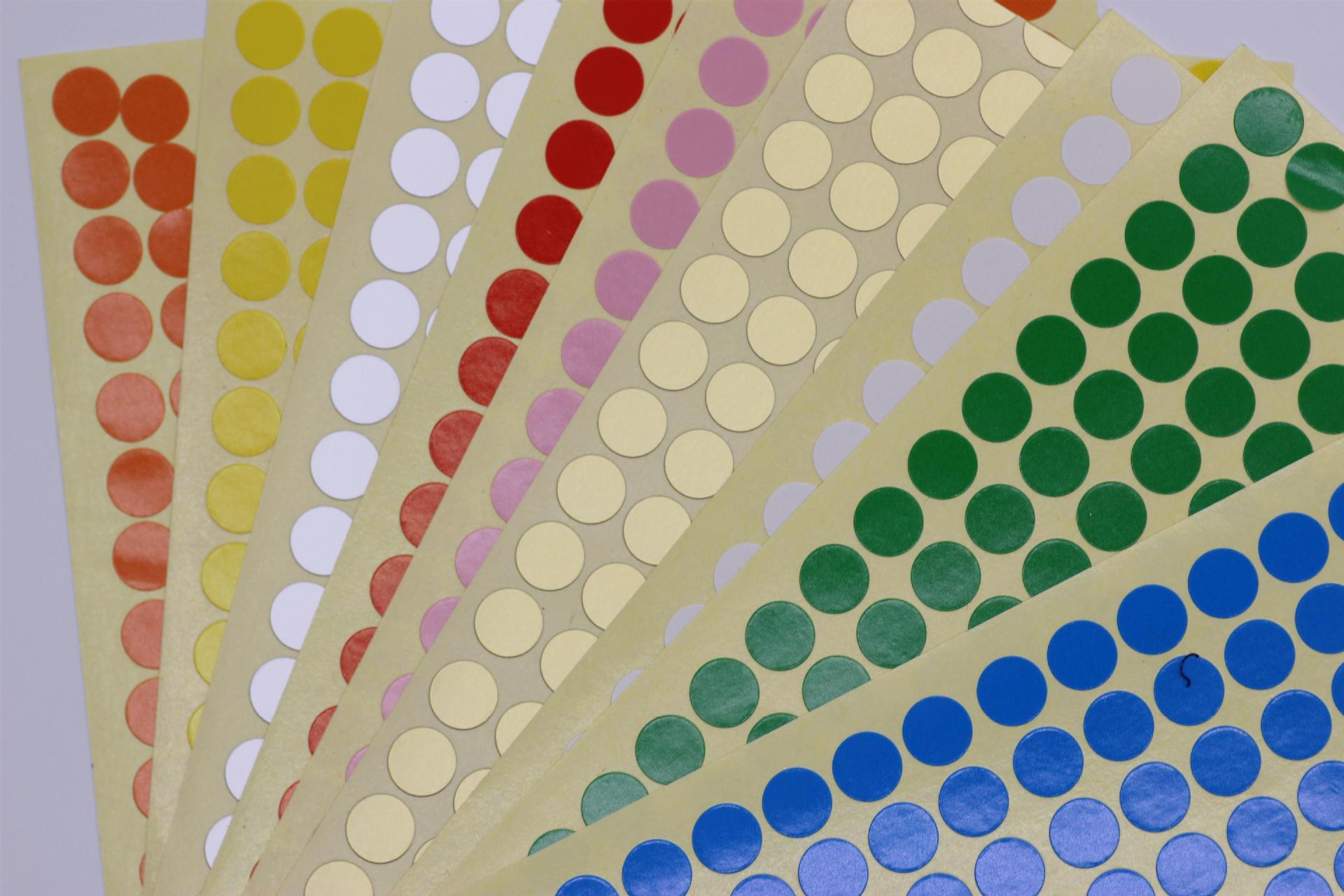 批发彩色圆点形不干胶标签贴纸圆形彩色不干胶贴8mm圆点色标定制