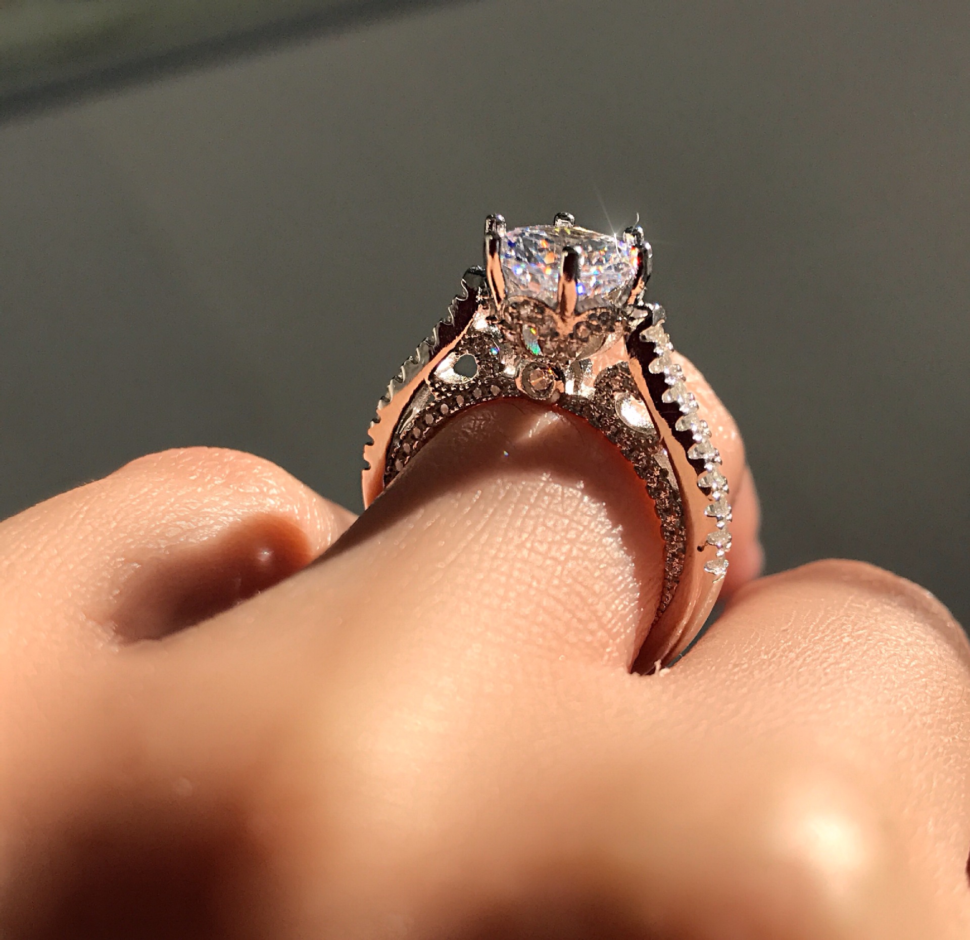 跨境电商爆款仿真方形钻石公主戒指欧美网红订婚手指环饰品男女戒