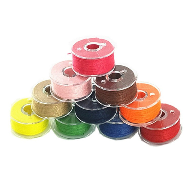 30 Colors Rainbow Color Thread Plastic Cop Latch Pre-Stitched Winding Thread 60wt Embroidery Thread