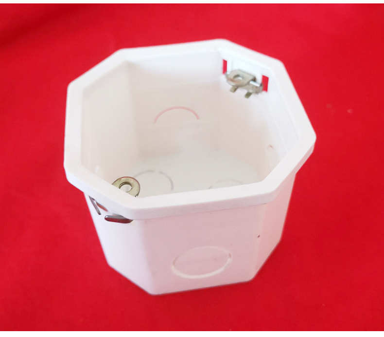 pvc86型八角盒 灯头盒预埋开关插座通用底盒 双调铁耳暗盒 布线盒