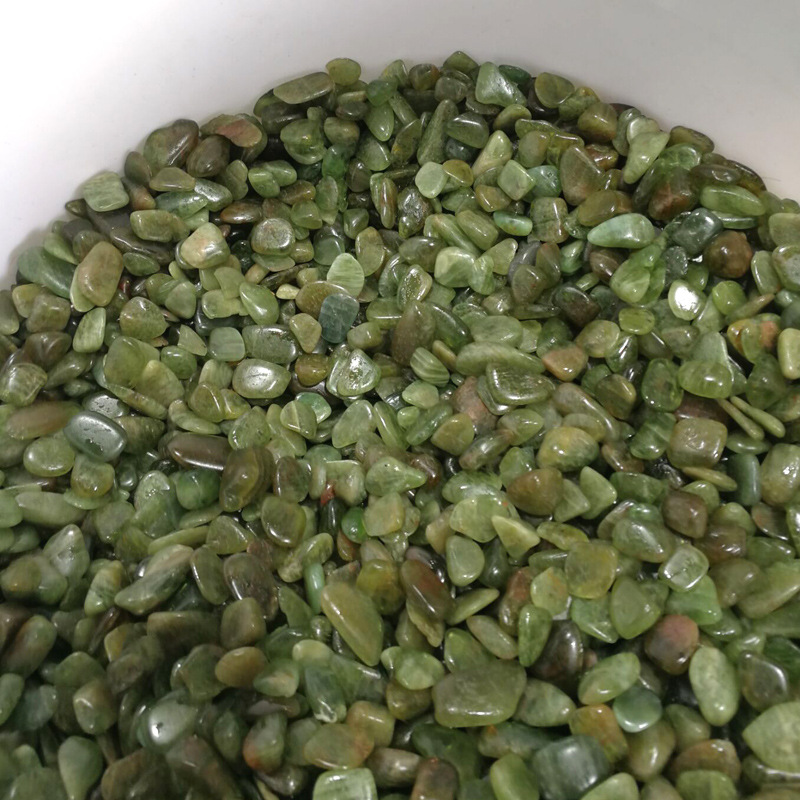 绿色天然磷灰石碎石盆景鱼缸供佛