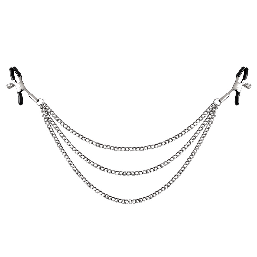 情趣三链乳夹子 金属乳头夹子 成人负重女用男性用品性用具