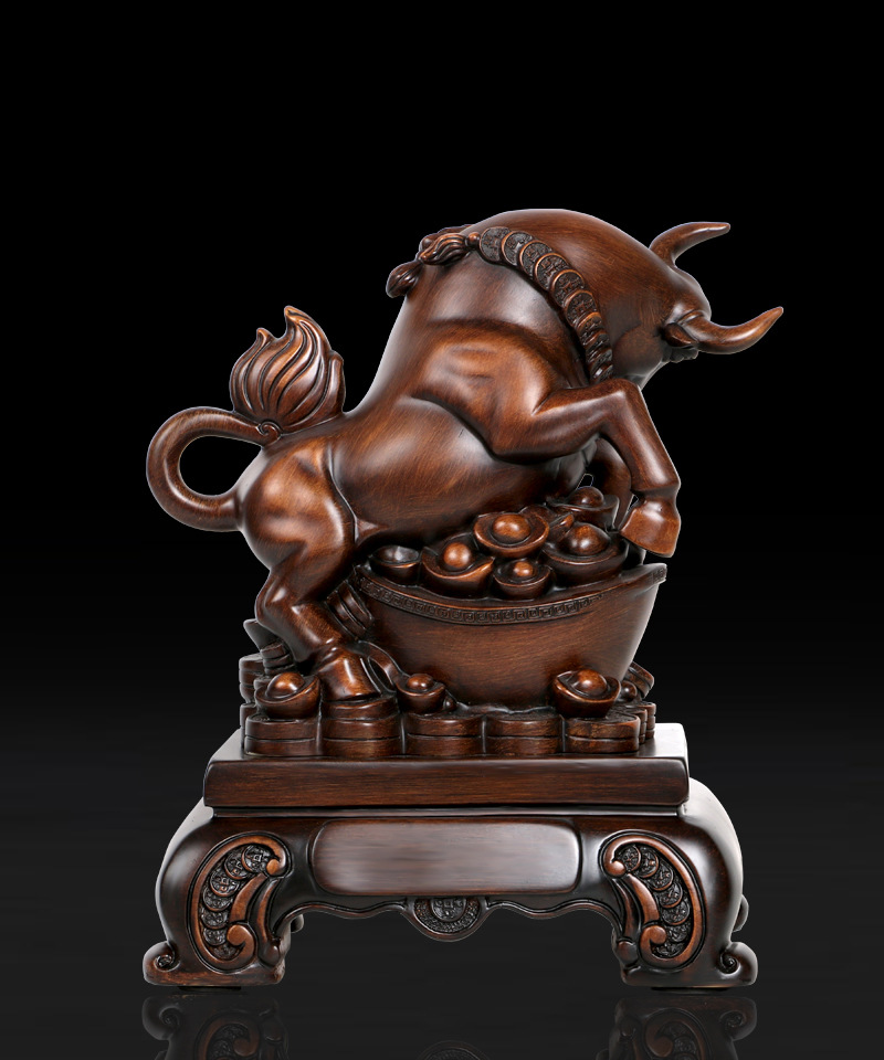 生肖牛摆件招财牛福牛旺财雅信树脂工艺品批发风水开业乔迁礼品