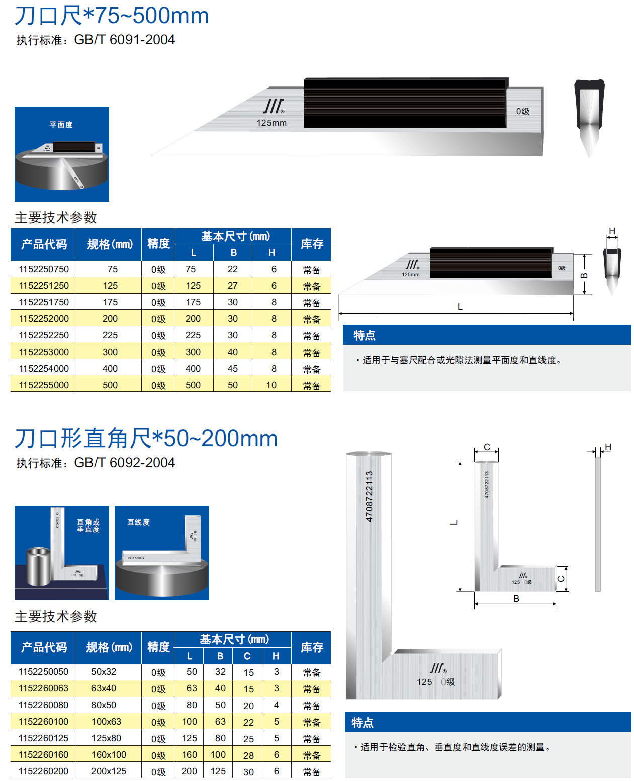 品牌         成量       货号         刀口直尺/角尺       型号