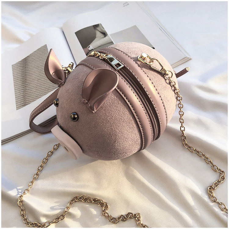 可爱小包2020新款时尚潮流小猪包包韩版百搭单肩手提链条包pu小包