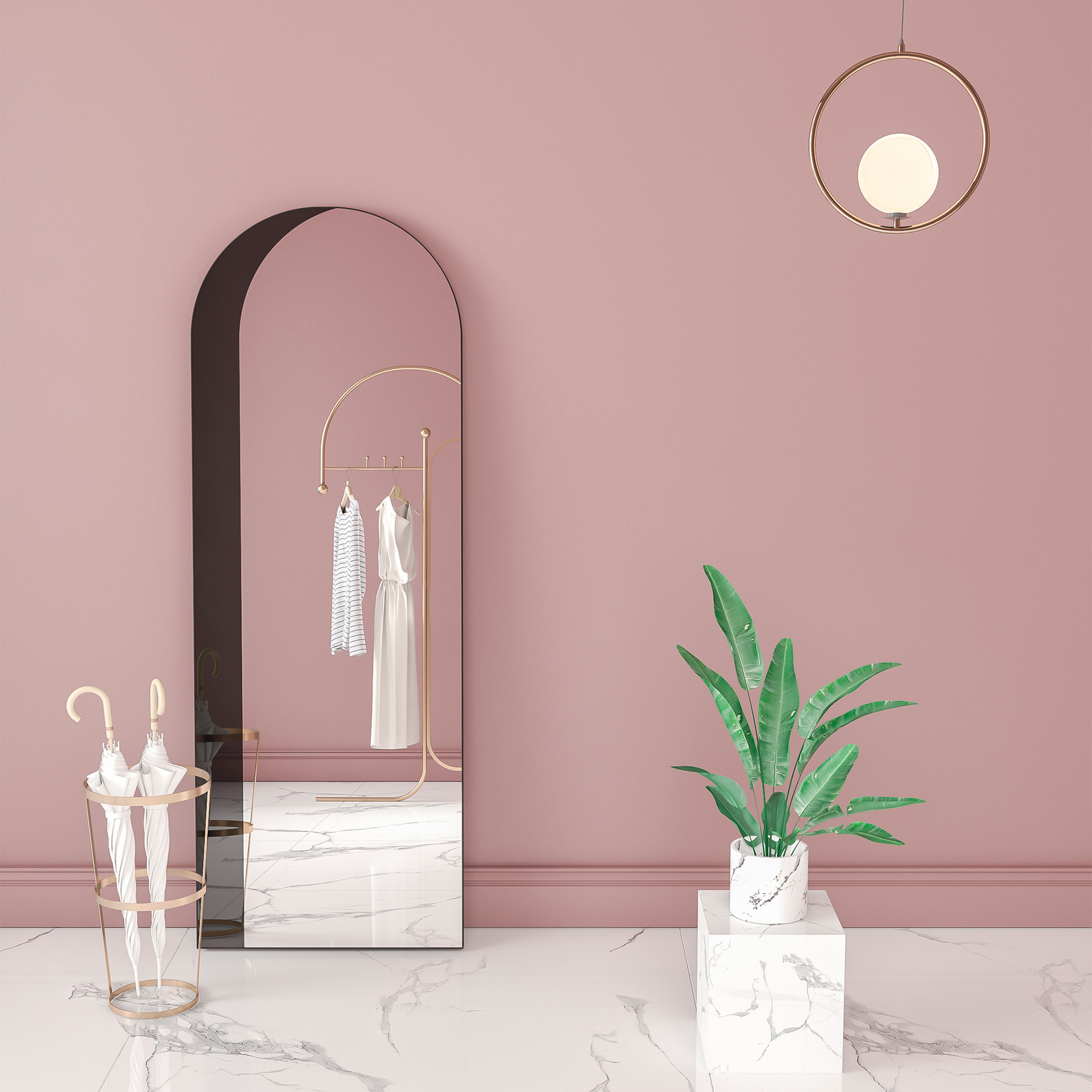 北欧简约椭圆穿衣镜落地镜试衣镜化妆全身镜服装店镜子壁挂衣帽镜