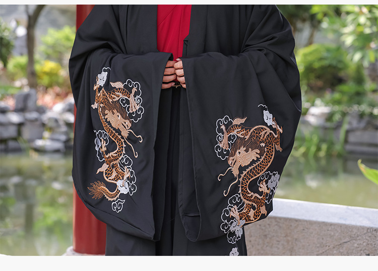 原创龙纹汉服中国风古装武侠风cp表演服日常男女同款学生班服团服