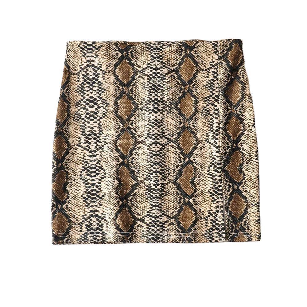 外贸欧美性感蛇皮纹包臀短裙女装秋季新款弹力修身半身裙潮