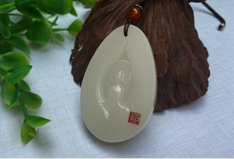 阿富汗白玉悟道吊坠男女款椭圆挂件淘宝抖音直播货源会销玉石礼品