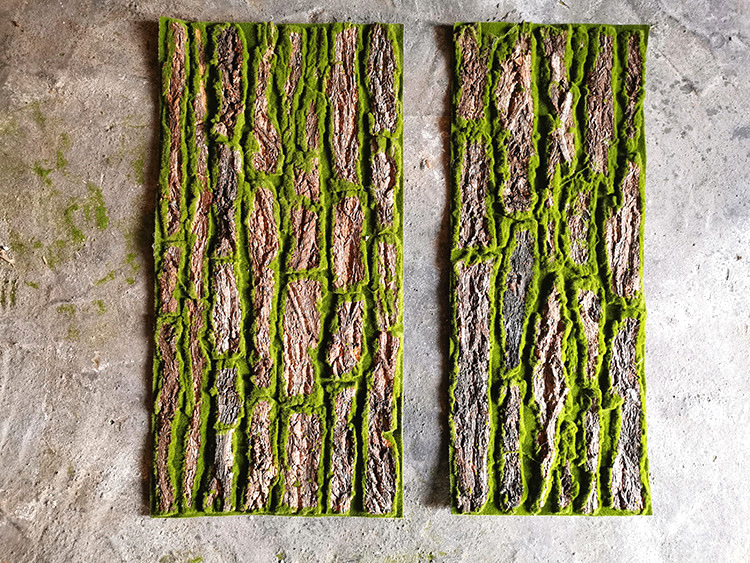 仿真苔藓树皮 森系田园风格 管道植物墙美化装饰 假树皮 批发