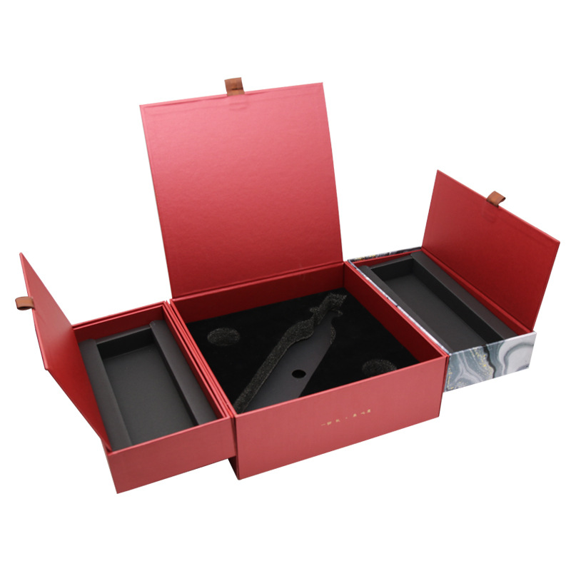 茶叶盒 创意茶叶礼品包装盒长方形双开门翻盖礼盒配套手提袋 纸盒