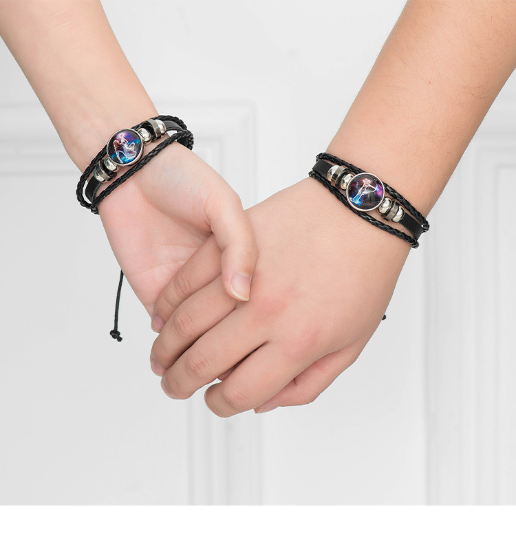 十二星座夜光手链发光手环情侣闺蜜编织手绳手饰男女韩版学生首饰