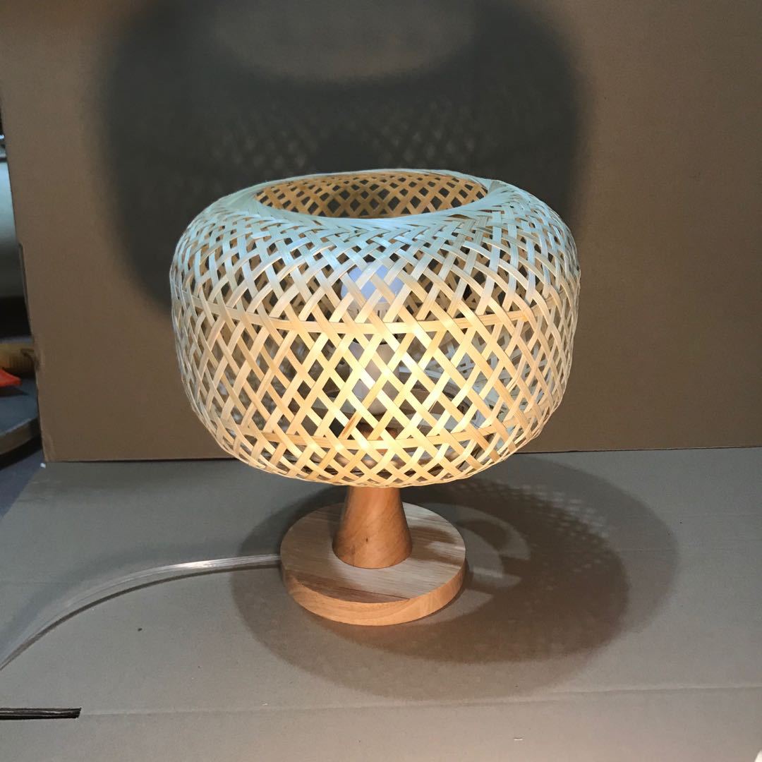 定制餐厅火锅店新中式饭店民宿竹艺灯笼灯竹篾编织卧室床头小台灯