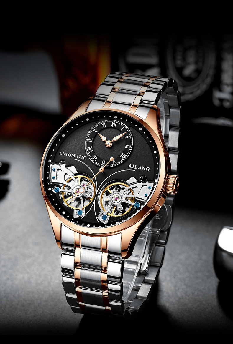ailang艾浪手表双飞轮自动机械表男表批发外贸时尚大气男士手表