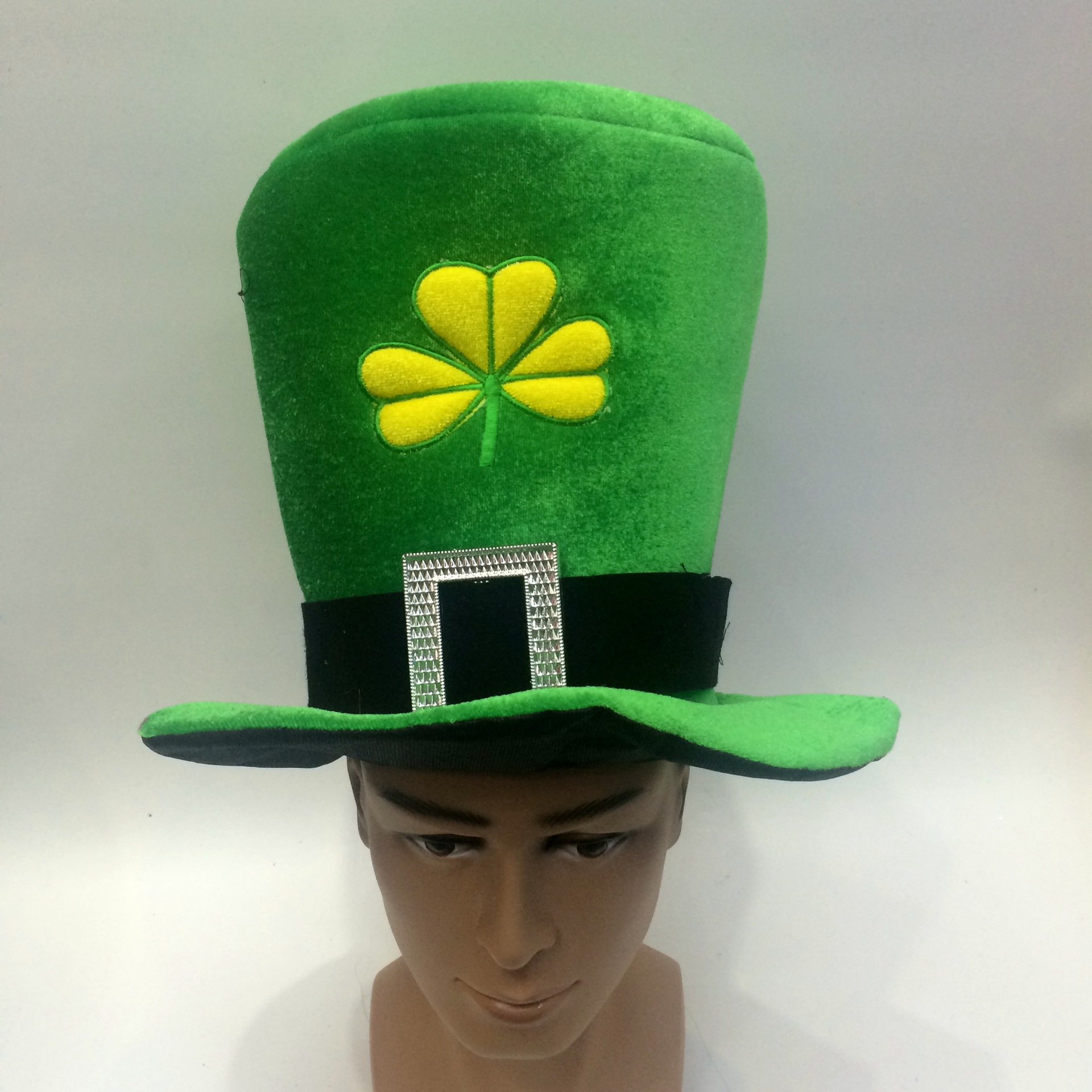 爱尔兰节绿色高帽子green节日庆典欢乐软林肯帽义乌各类外贸帽子
