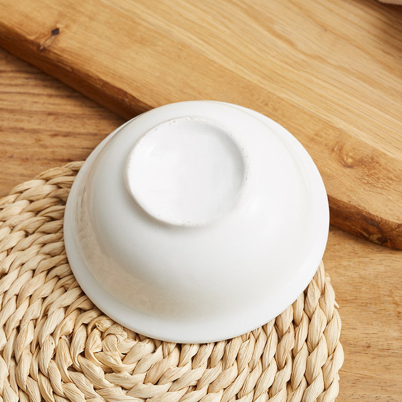 4.5翅碗陶瓷小白碗饭店摆台餐具定制logo厂家直供山西米饭碗汤碗