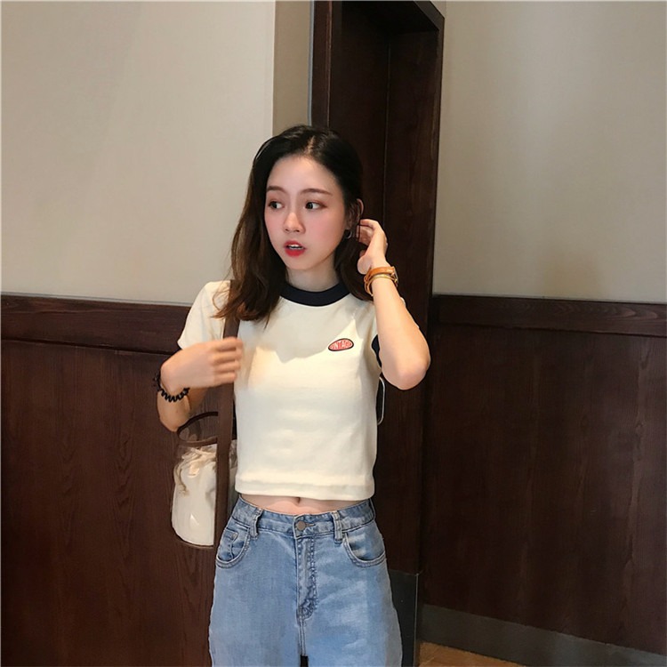 2020夏季新款韩版女装泫雅风短袖t恤女修身显瘦短款上衣ins潮批发