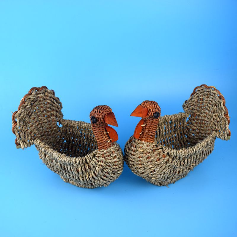 草编火鸡 纯手工植物编水果摆饰