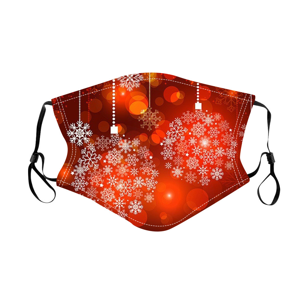 现货圣诞节男女红色口罩跨境专供防尘棉口罩卡通印花口罩喜庆