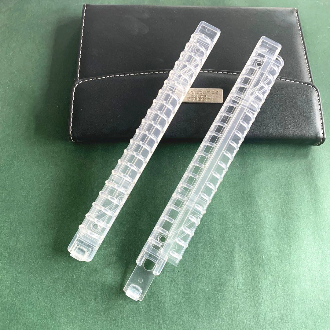 推拉式塑料夹 20 26 30孔文具夹子透明活页夹白色多孔塑胶孔夹