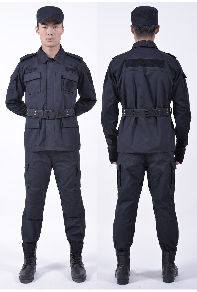 网格作训服夏季作战特训套装男藏蓝色执勤夏装短袖安保工作制服男