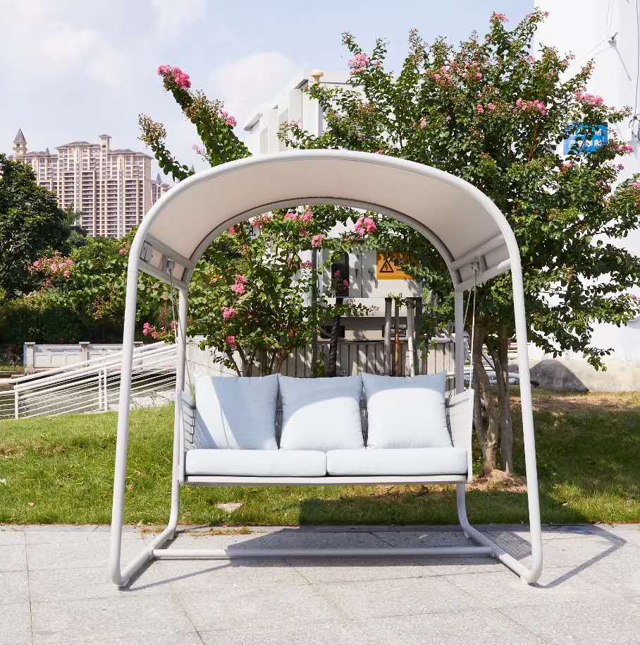 家庭户外秋千摇椅花园庭院遮阳摇椅秋千露天铁艺吊椅多人秋千定制